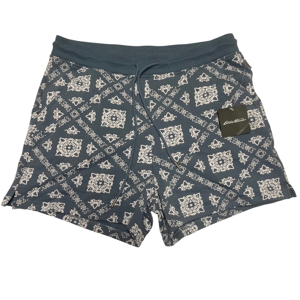 NEW! Eddie Bauer Cozy Camp Fleece Shorts Chambray Blue Medallion Small NWT